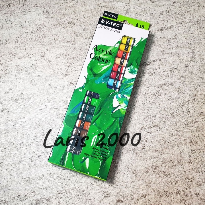 

KODE Q64J Vtec Cat Akrilik Cat Acrylic Colour Paint Set 18 Warna Vtec Lukis Kanvas