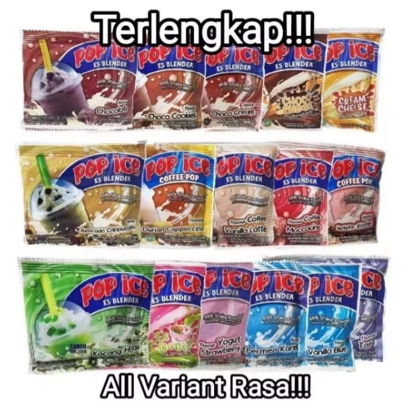 

MINUMAN POP ICE ALL VARIAN RASA TERLENGKAP 1 RENCENG ISI 10 SACHET