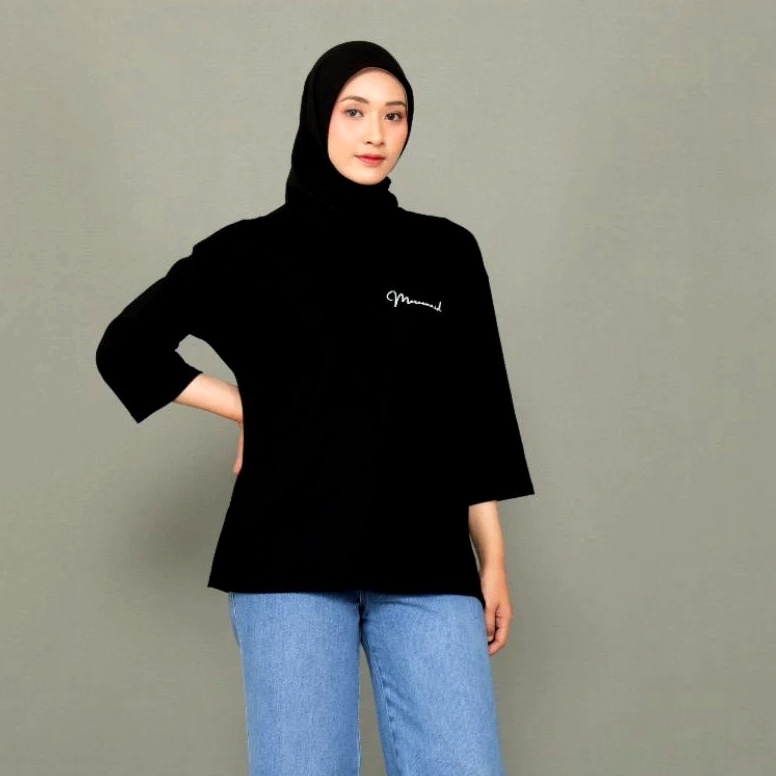 KODE E15W Kaos Zolaqu Wanita Muslim Lengan 78 Top Basic Polos Cotton Combed 2s Premium COD