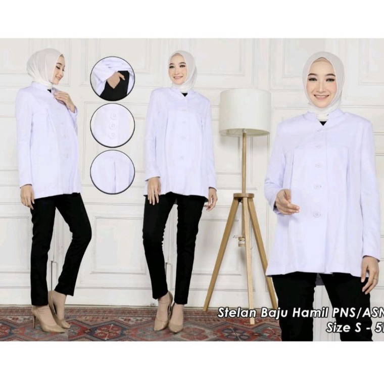 KODE R17F Seragam Hamil Hitam Putih  Seragam PNS hamil  Baju Hitam Putih Hamil  Baju PNS Hamil Hitam