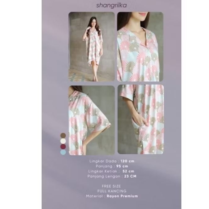 Daster Pendek Full Kancing Dress Daster Kancing Pendek Rayon Daster Busui - Molly NNL