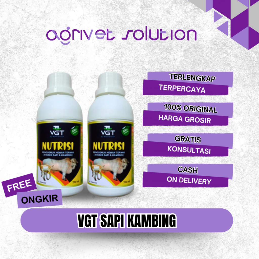 VGT Sapi - VGT Nutrisi Sapi 250 ml - VGT - VGT Sapi 250 ml Original - VGT Sapi Penambah ADG Instan -