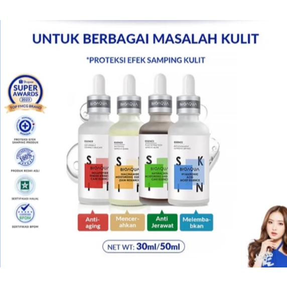 BIOAQUA Niacinamide Brightening dan Acne Serum 30ml jerawat dan bekas jerawat Hydrating Serum Essenc
