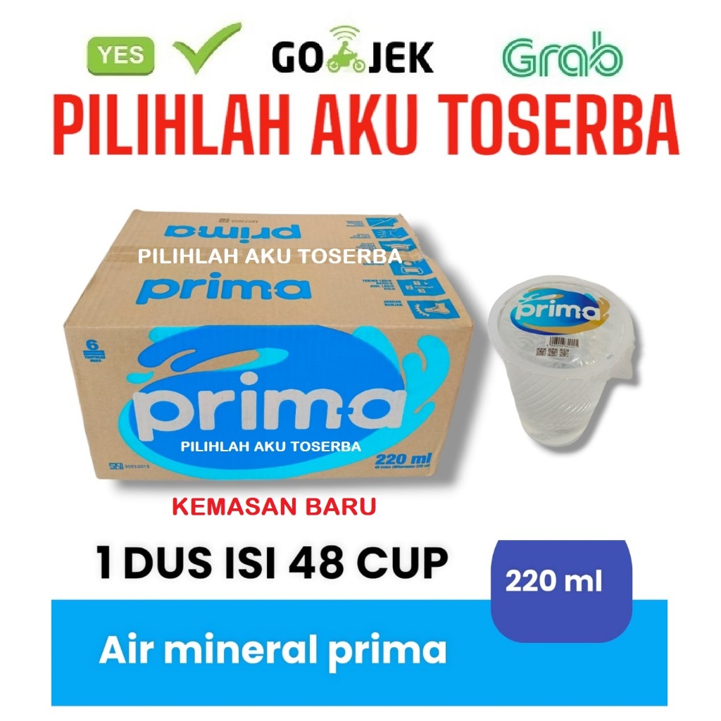 

Air Mineral Prima Prim-A Cup / Gelas 220 ml - (HARGA 1 DUS ISI 48)