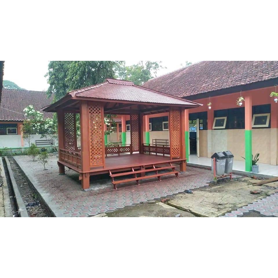 Gazebo minimalis kayu | gazebo kayu jati | saung gazebo