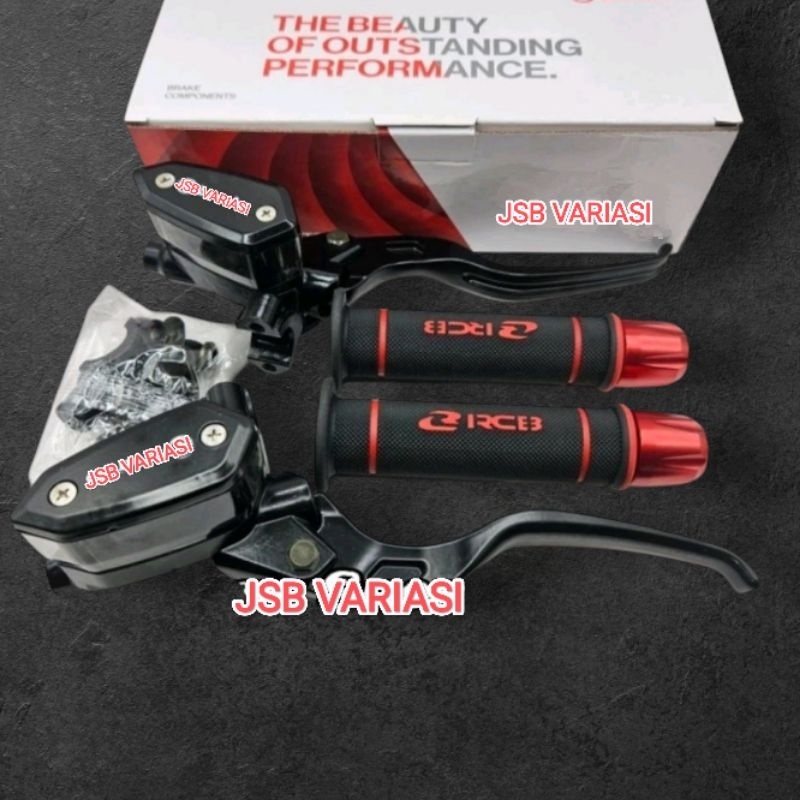 Paket 3in1 Master Rem 2 Tabung Tipe Oval Kiri Kanan + Handgrip RCB HG55 Original + Jalu Stang CNC Un