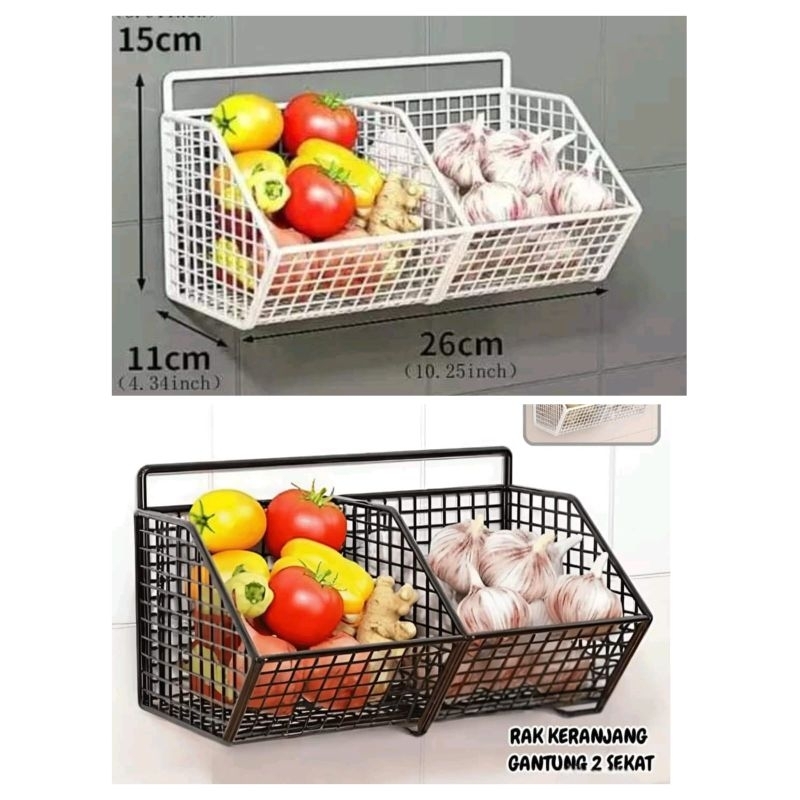 Rak Keranjang Gantung 2 Sekat/3sekat Rak Gantung Bawang