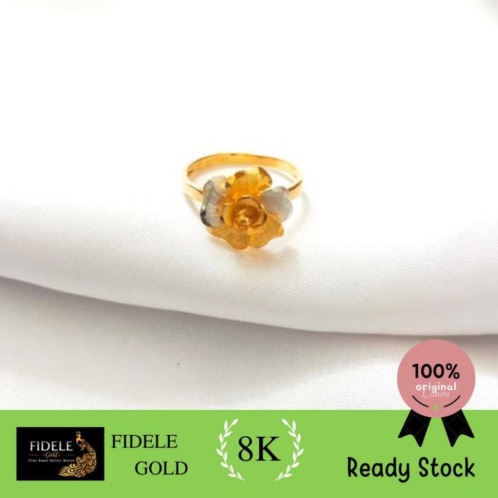 Cincin bunga kendari edelweiss wanita emas asli madura emas asli surabaya