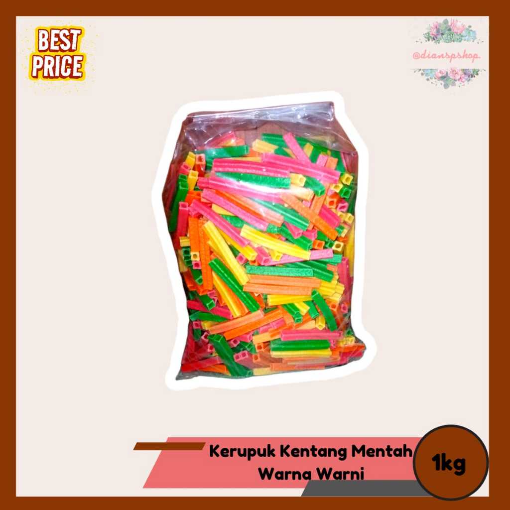 

Kerupuk Kentang Warna-Warni 1kg Mentah Kerupuk Potato Rainbow