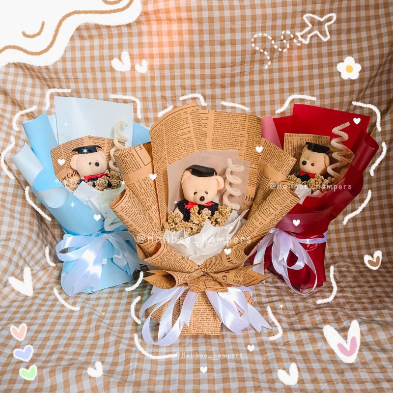 Buket boneka wisuda murah made by Haiiboo gift (Buket boneka dan bunga, Buket boneka wisuda bandung)