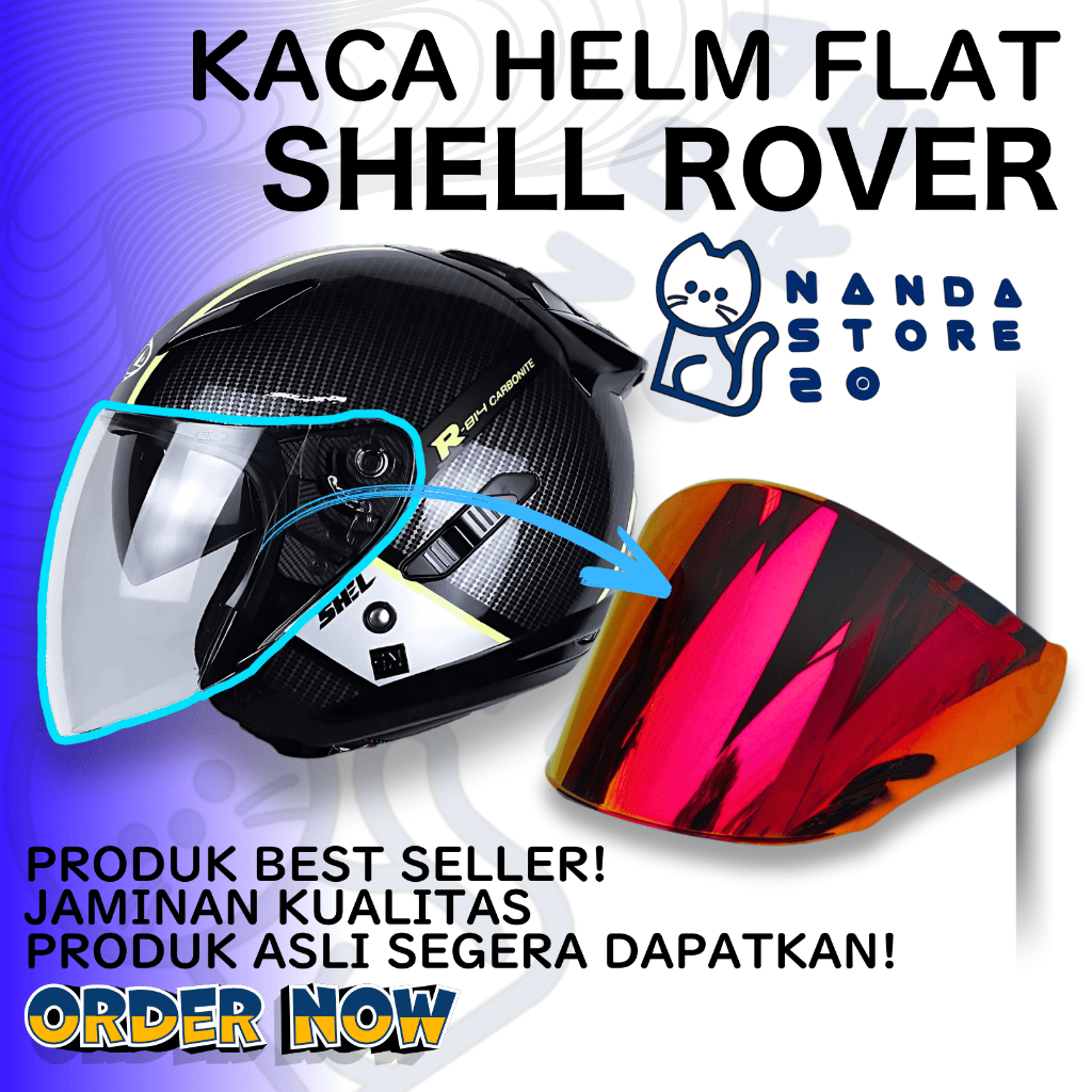 Kaca Helm SHELL ROVER]SHELL EQUALIZER Flat Visor Venom Free Rachet dan Stiker Visor tm2