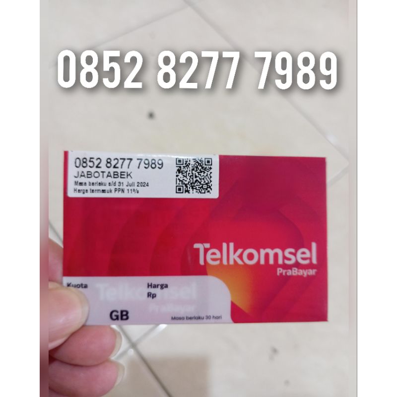 Kartu Perdana Telkomsel 4G 5G 12 Digit Nomor Cantik 0852 8277 7989 Free Kuota Utama 60 GB