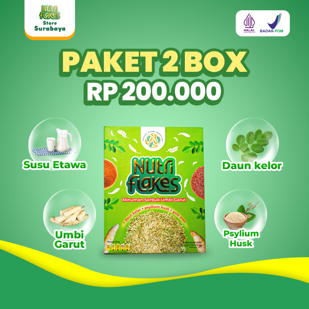 

NUTRIFLAKES PAKET 2 BOX Sereal Sehat Atasi Masalah Pencernaan Sakit Maagh, Maag Kronis,Gerd