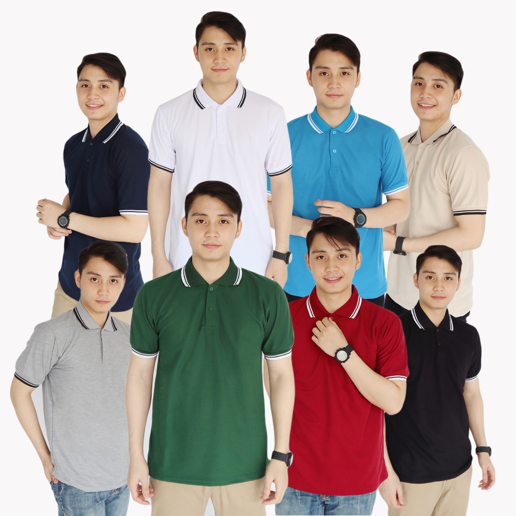 DS Kaos Polo polos Biru Tua kerah stripe list atasan kaos kerah pria seragam polos