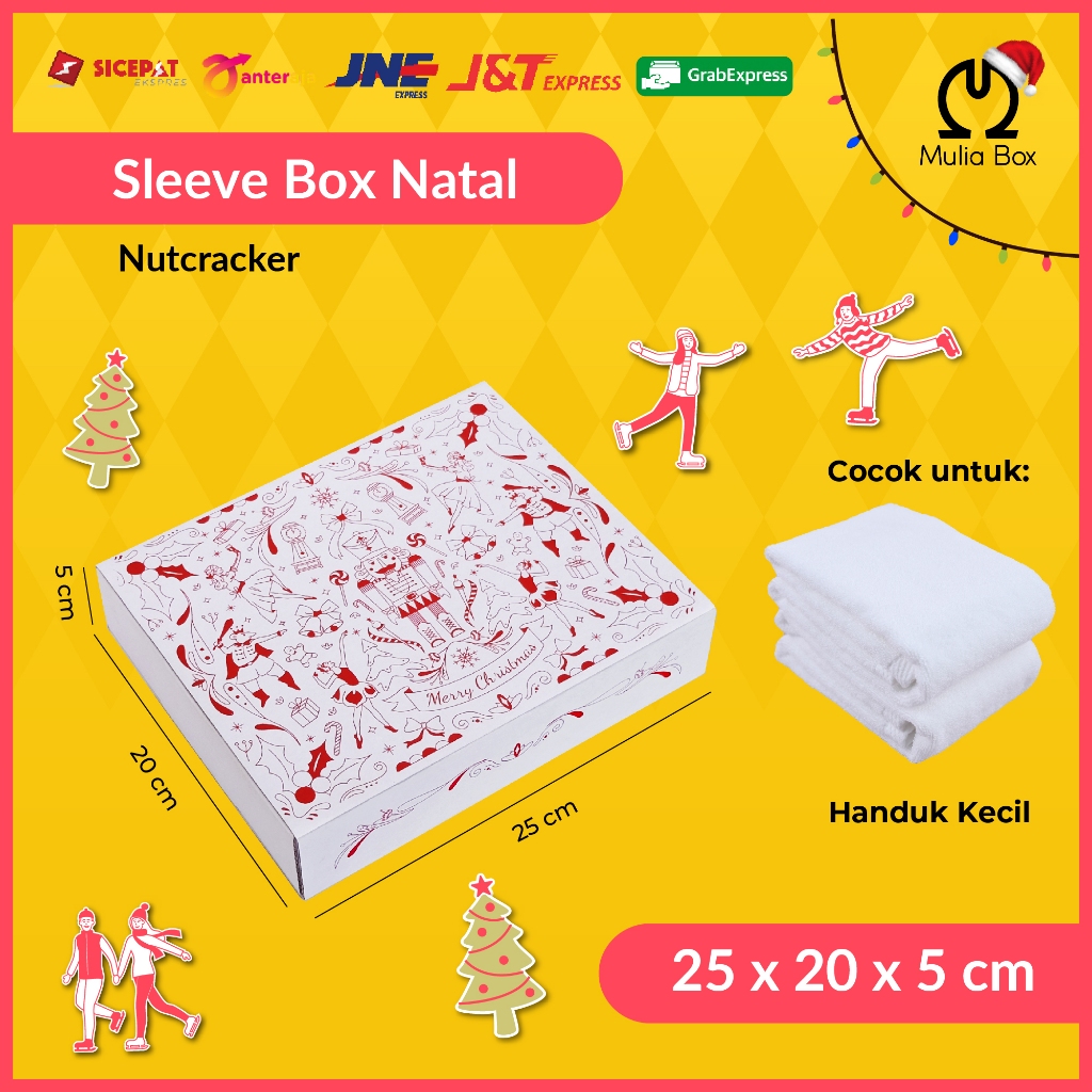 

Dus Natal Christmas Box Sleeve Laci 25 x 20 x 5 cm (BUNDLE 5 PCS) Nutcracker / Corrugated Box Packaging Die Cut Hampers Kado Hadiah Bingkisan