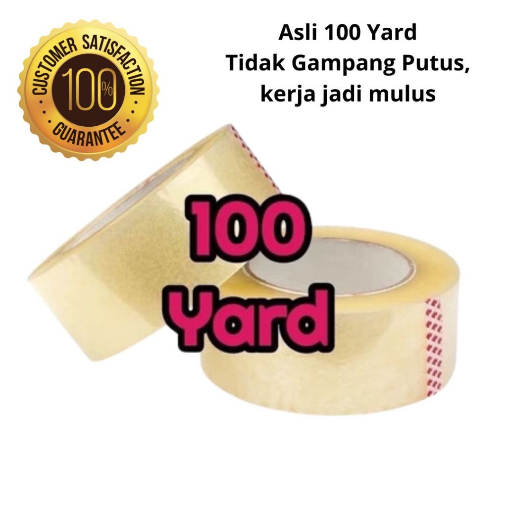 

ASLI 100 Yard Tebal 48mm LAKBAN BENING 100YARD ISOLASI SELOTIP CLEAR TAPE DAYA LENGKET KUAT LAKBAN