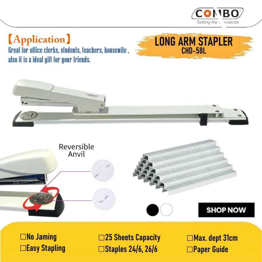 

Long Arm Stapler CHD-58L / Stapler Jilid Tengah / Stapler Jilid / Alat Staples Jilid / Hekter Jilid Panjang / Jilid Stapler CHD 58L