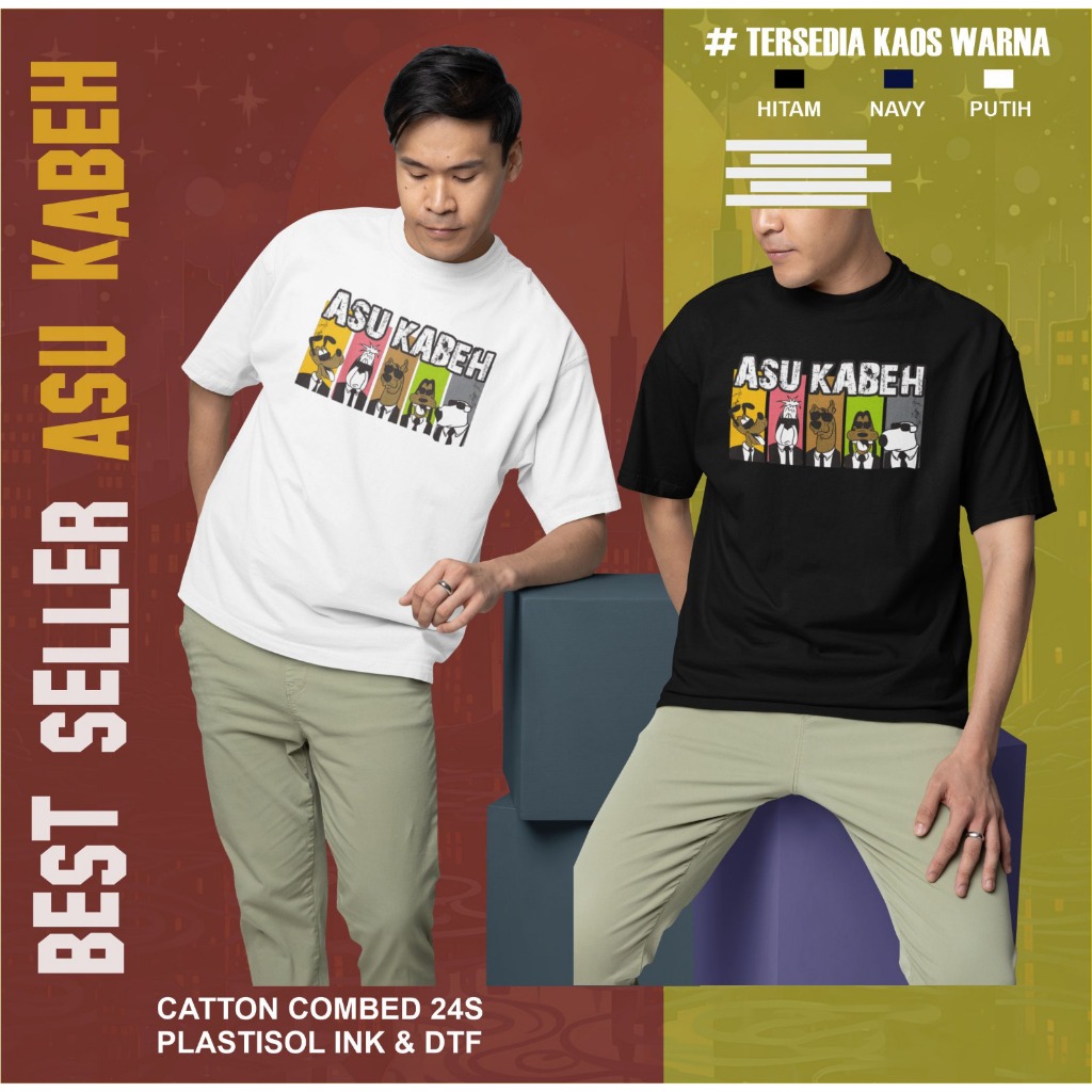 Bossablonn Kaos Asu Kabeh Kaos Anjing Lucu Kaos Kata Kata Jawa Kaos Plesetan Kaos Santai Unisex Katu