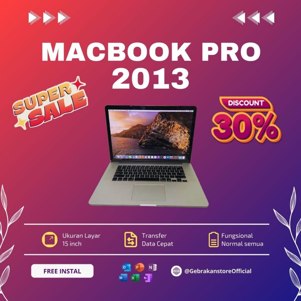 macbook pro retina 15 inch 2013 Ram 8/16 SSD 128/256 GB intel core i7 second original
