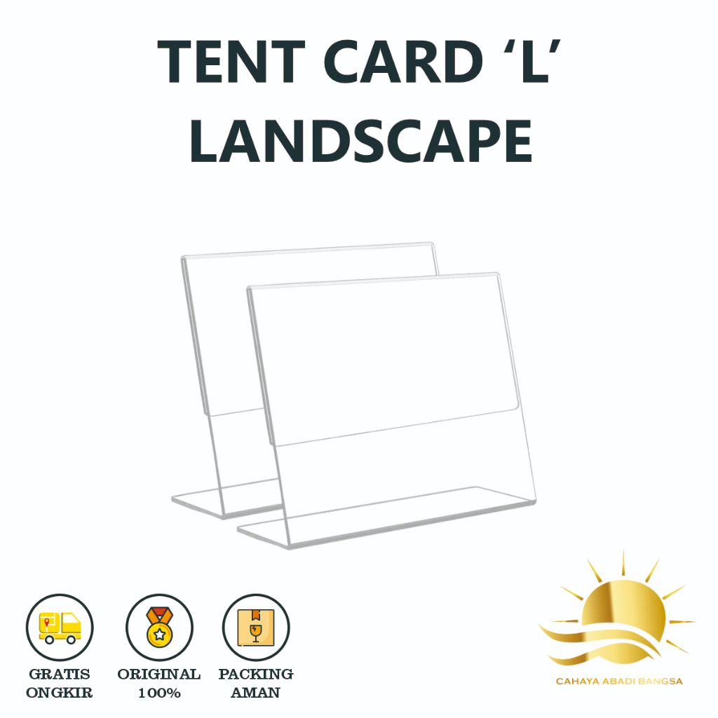 

Tent Card / Nomor Meja / Papan Display Akrilik LANDSCAPE Tebal 2mm Ukuran CUSTOM
