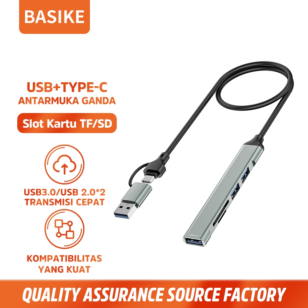 [10 in 2 Port]BASIKE USB Hub Type C USB Splitter OTG Portable untuk PC Laptop iPad Tablet Computer