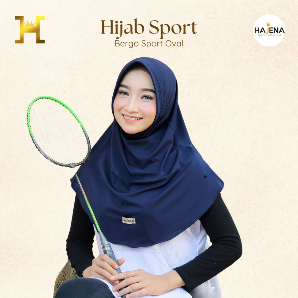HAJENA ~ HIJAB INSTAN SPORT  BERGO OVAL PINGUIN JILBAB SPORTY DAILY KERUDUNG OLAHRAGA SEKOLAH JERSEY