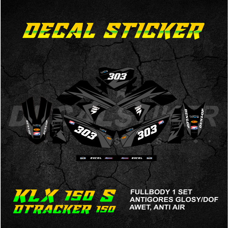 DECAL STIKER KLX DTX 150 (002) DEKAL STICKER KLX S L DTRACKER LAMA OLD FULLBODY 2009 2010 2011 2012 