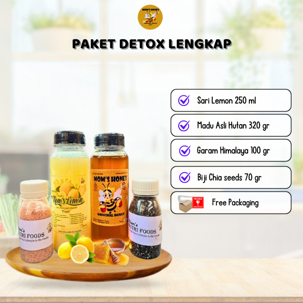 

[Paket Lengkap Detox & Diet] Sari Lemon + Madu + Chiaseed + Himsalt By MOMS HONEY