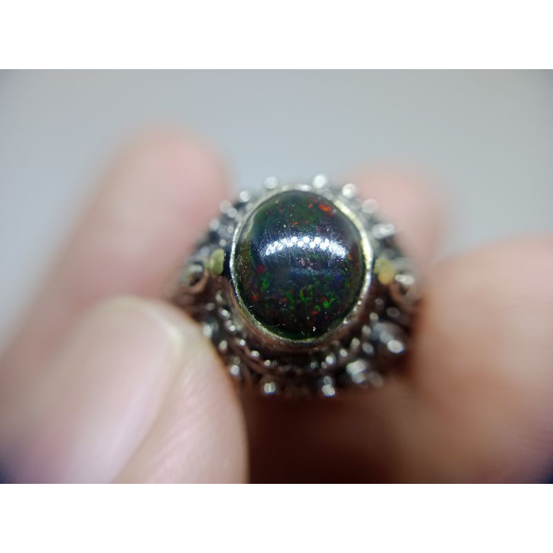 batu alam kalimaya Banten teh Jarong biang tanpa senter size permata 10.3mm x 8.3mm ring 7.5