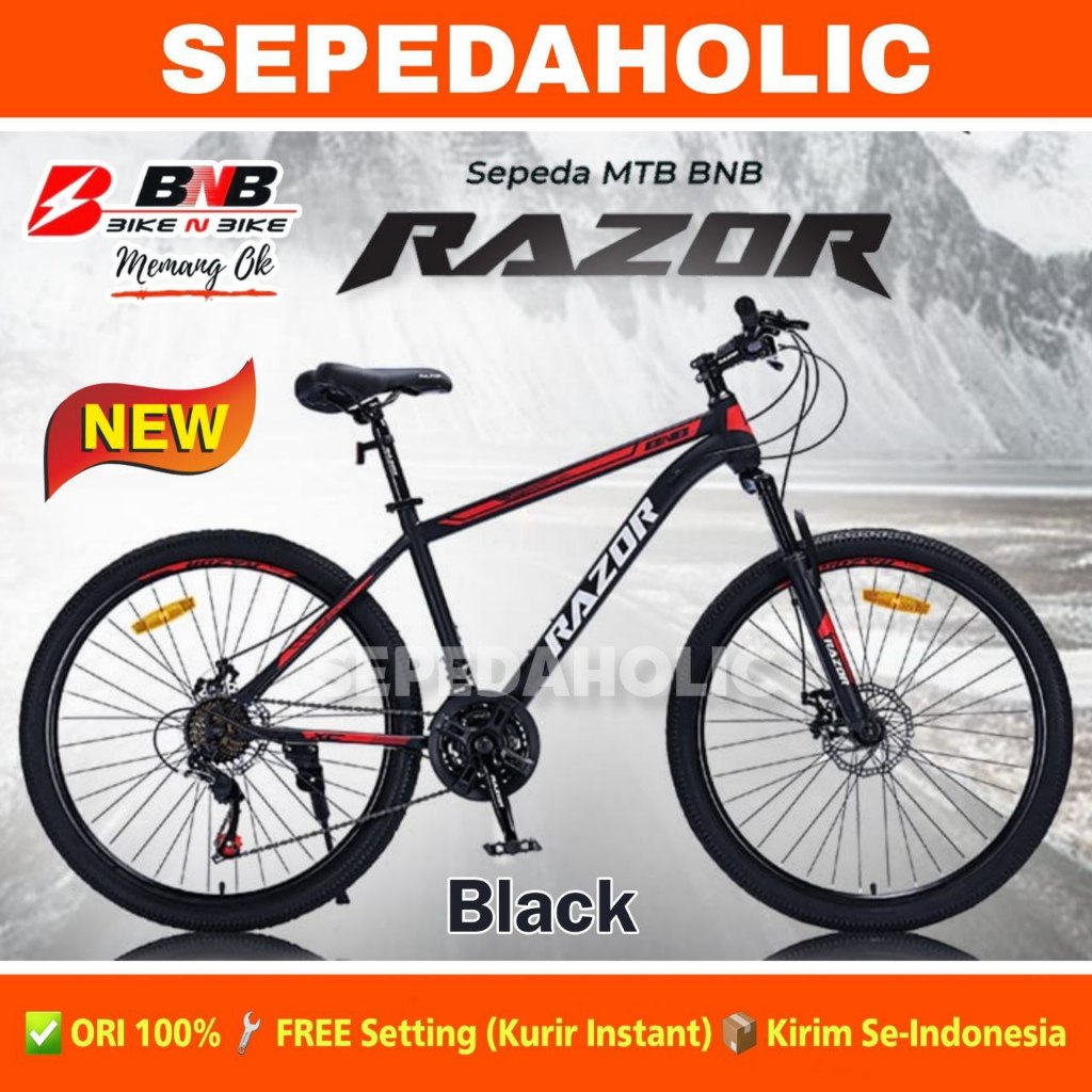 Sepeda Gunung MTB BNB RAZOR Ukuran 26 Inch 24 Speed Rem Cakram Dewasa