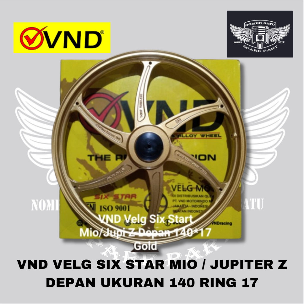 VND VELG DEPAN TIPE SIX STAR 6 PALANG MIO JUPITER Z MX OLD VEGA F1ZR UKURAN 140 RING 17 ORIGINAL VND
