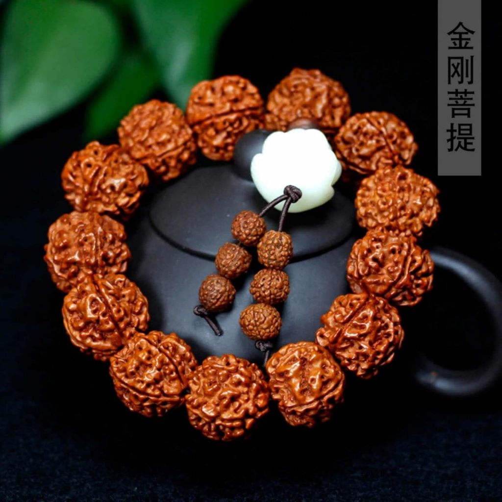Gelang Tasbih Biji Rudraksha TIbet Nepal 18mm Lotus / Vajra Bodhi Buddhist Beads Bracelet / Gelang M