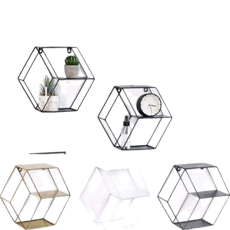 Rak Dinding Hexagonal Minimalis