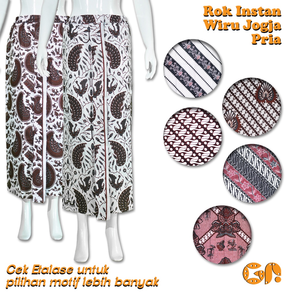 KODE G93A Rok Jarik Wiru Jogja Pria Dewasa Rok Instan Pakaian Adat Jawa Batik Motif Lereng
