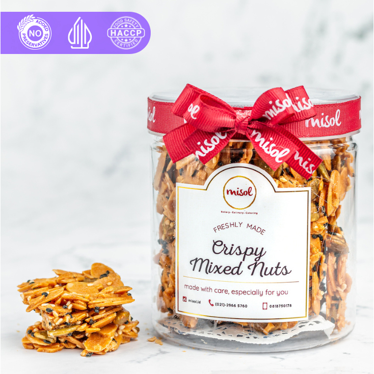 

Crispy Mixed Nuts Kue Kering Premium MISOL kemasan Toples Bulat