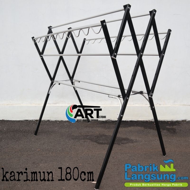Jemuran baju / Jemuran lipat / pakaian aluminium 180cm hitam