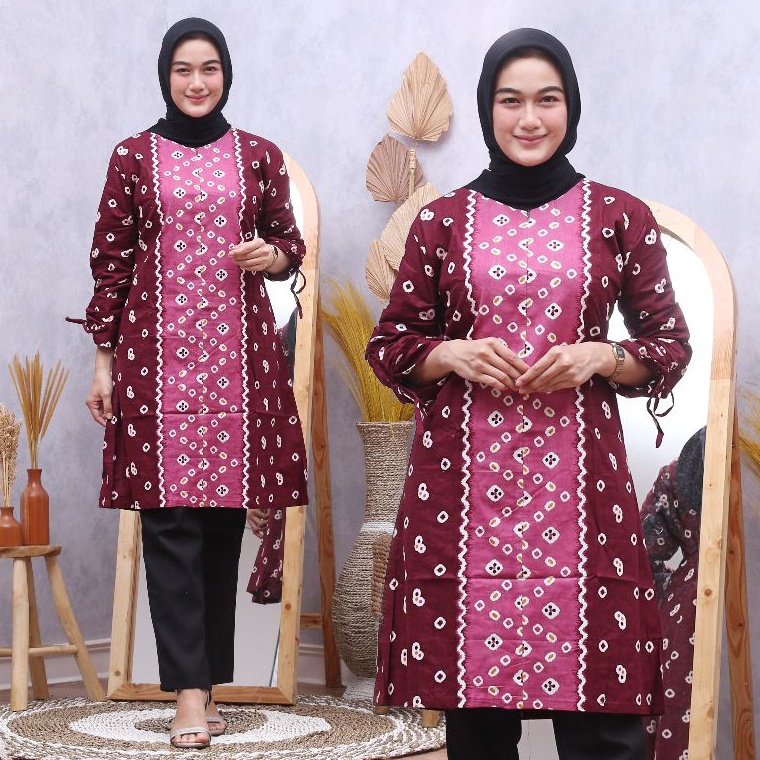 KODE C84S Tunik Jumputan  Baju Batik Kerja batik kantor batik wanita