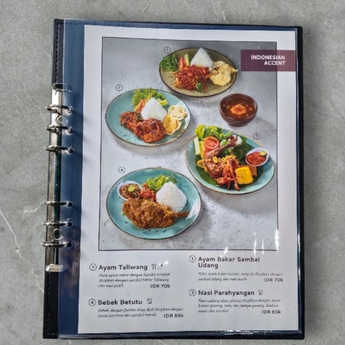 

HJ6 buku menu binder satu muka a4 siap kirim