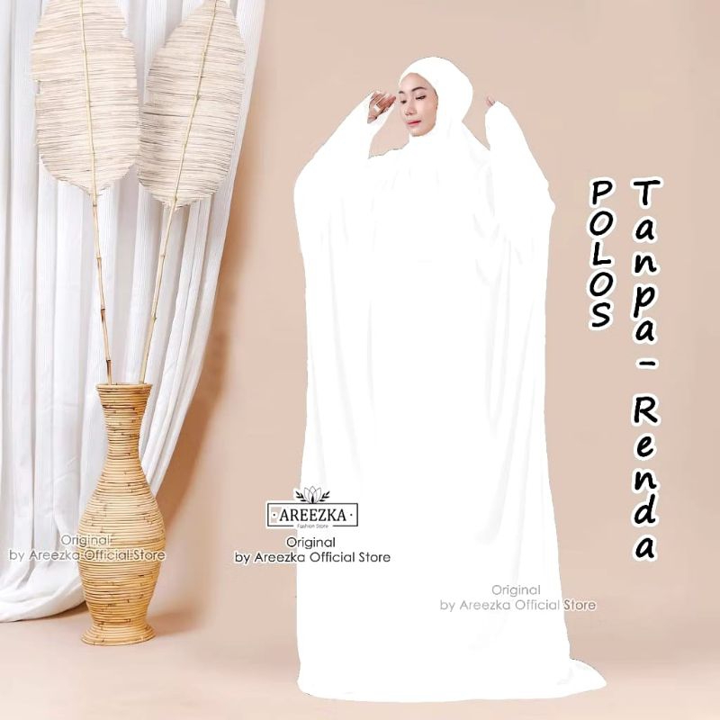 Mukena Terusan Syari Polos Jumbo Warna Putih