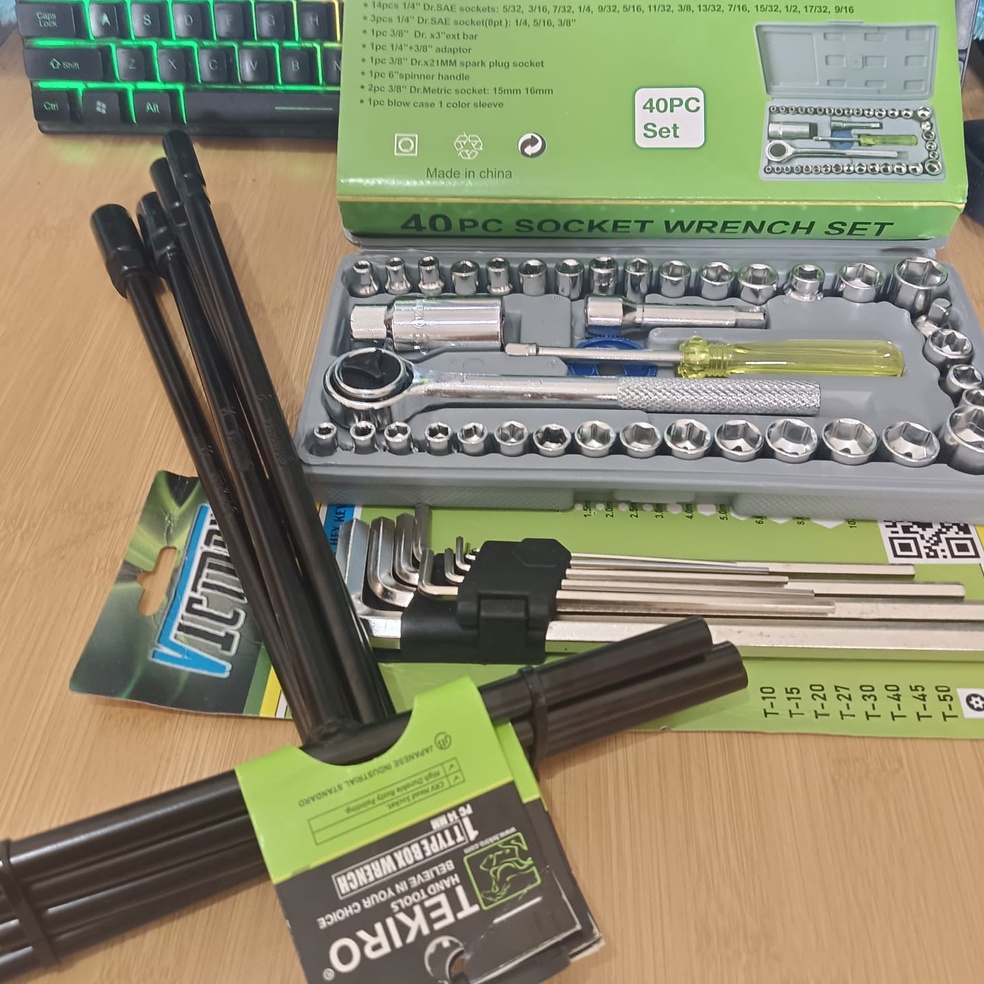 Super Murah Paket Kunci T Set 811214 Mm Tekiro  Kunci Sok Set 4 Pcs  L Panjang 9 Pcs Peralatan Kunci