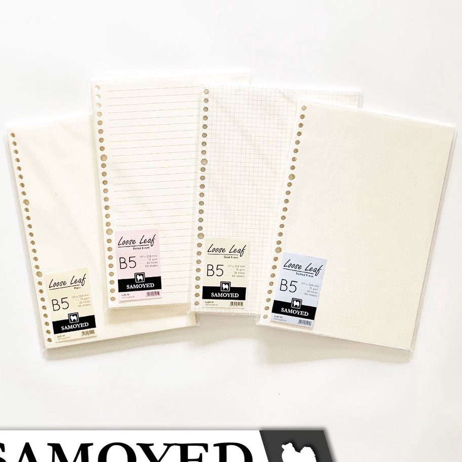 

HJ6 Loose Leaf B5 26 Holes isi 6 Lembar Samoyed LL51 Plain Ruled Grid Dotted Polos Garis Kotak Titik