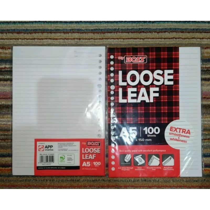 

Kertas Loose Leaf / Isi Kertas File /Isi Binder Merk Big Boss A5 dan B5, 50 dan 100 Lembar