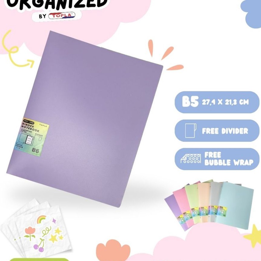 

KF7 TOPLA Buku Catatan Topla Binder Note 99 B5 Warna Pastel Cocok untuk Sekolah Kuliah