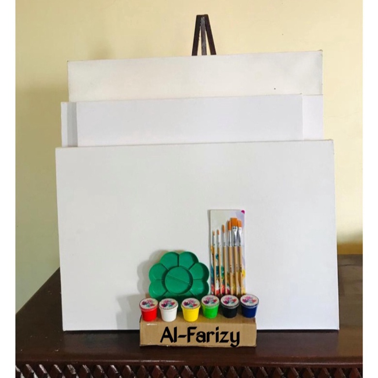 

Murah Untung Kanvas Lukis Ukuran 4x5 cm Lengkap dengan Cat akrilik 6 Warna 5 Buah Kuas Lukis BONUS Palet