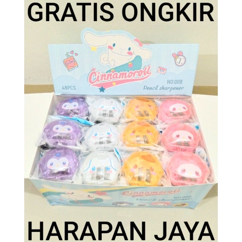 

Peraut Serutan Pensil No.008 Motif Sanrio Kuromi Cinnamoroll Melody Per Box ( ISI 48 PCS )