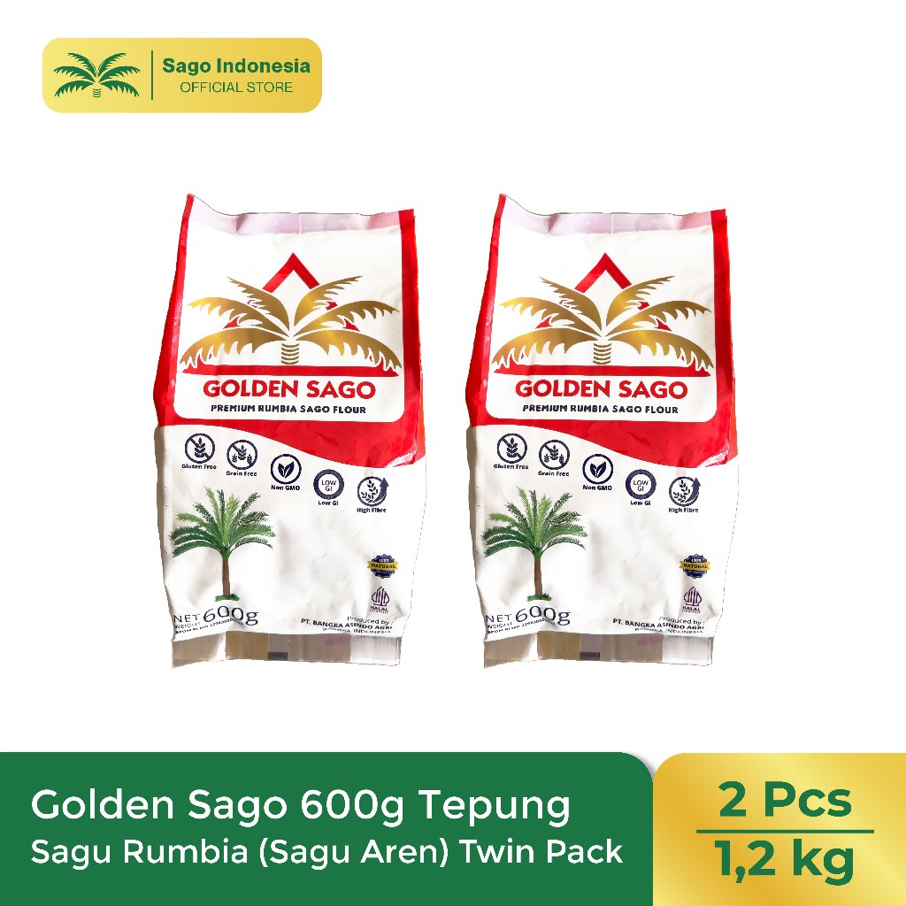 

Tepung Sagu Rumbia Golden Sago 600 gram (Sagu Aren) Twin Pack