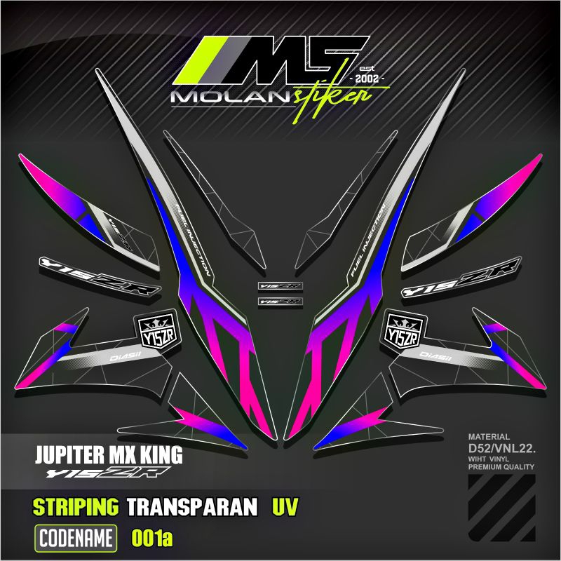 Decal Sticker Striping Variasi Transparan Uv Mx King 150 Yamaha Jupiter Mx King 150 Y15ZR Y16ZR SNIP