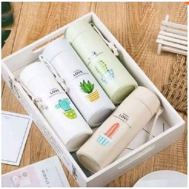 (serba-serbi.inpadang) tumblr kaktus botol minum kaca motif kaktus