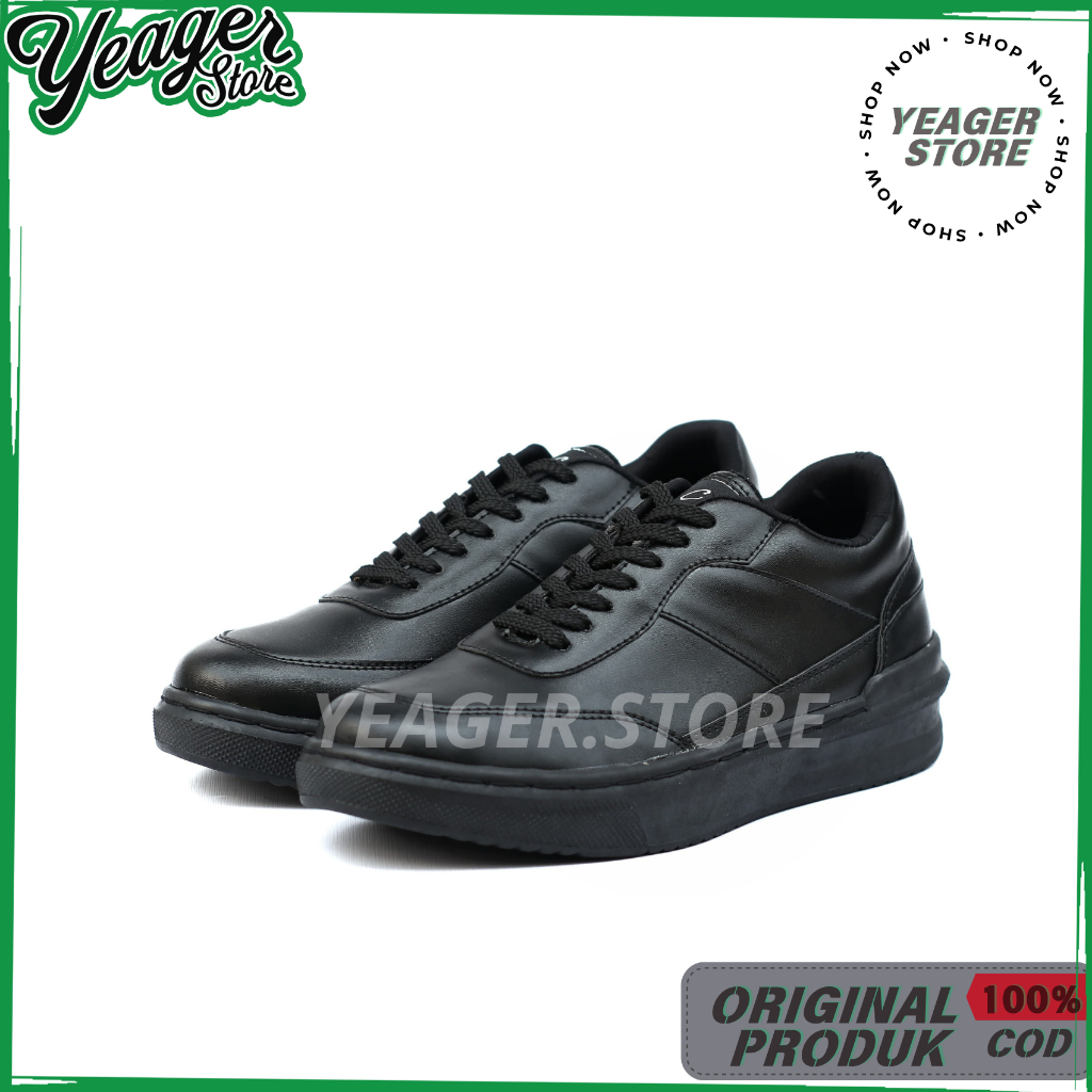 Sepatu Sneakers Pria Casual - YEAGER - Full Black Sam Saries