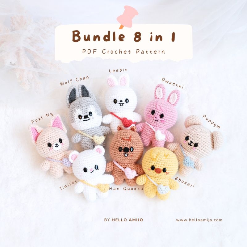 Baby SKZOO (Stray Kids) FULL 1 BADAN / KPOP - Amigurumi / Boneka Rajut